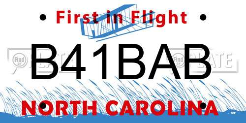 B41BAB North Carolina License Plate