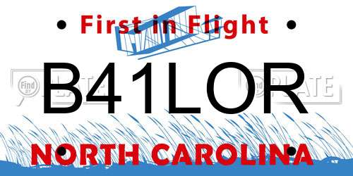 B41LOR North Carolina License Plate