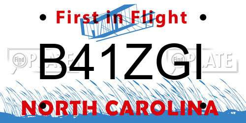 B41ZGI North Carolina License Plate