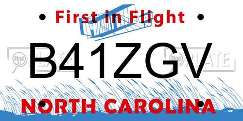 B41ZGV North Carolina License Plate