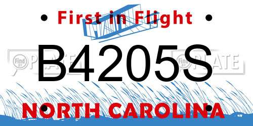 B4205S North Carolina License Plate