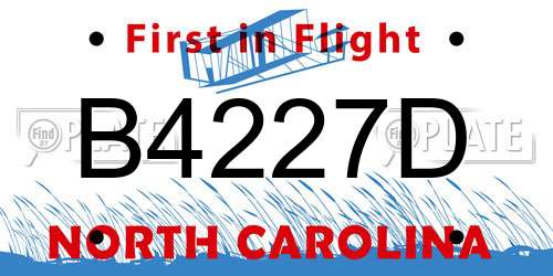 B4227D North Carolina License Plate