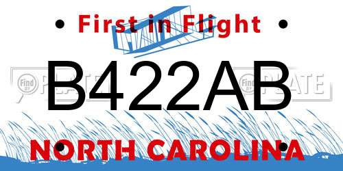 B422AB North Carolina License Plate