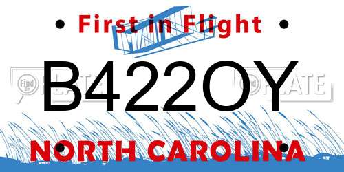 B422OY North Carolina License Plate