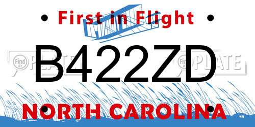 B422ZD North Carolina License Plate