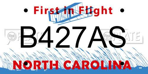 B427AS North Carolina License Plate