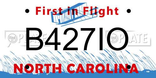 B427IO North Carolina License Plate
