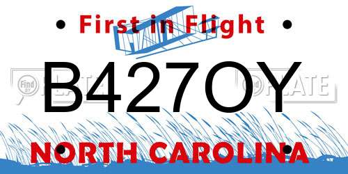 B427OY North Carolina License Plate