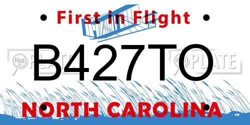 B427TO North Carolina License Plate