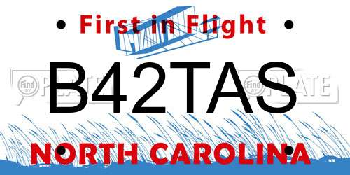 B42TAS North Carolina License Plate