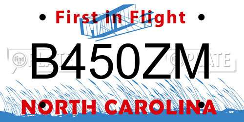 B450ZM North Carolina License Plate