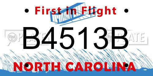 B4513B North Carolina License Plate