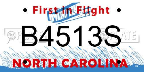 B4513S North Carolina License Plate