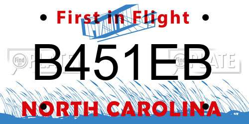 B451EB North Carolina License Plate