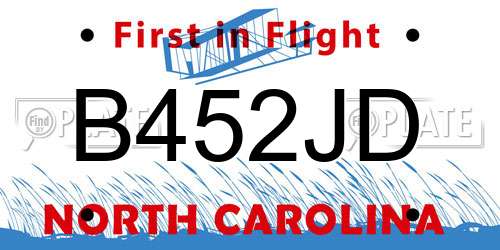 B452JD North Carolina License Plate