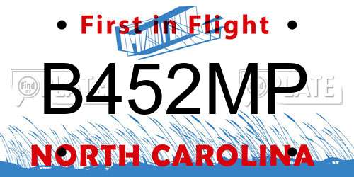 B452MP North Carolina License Plate