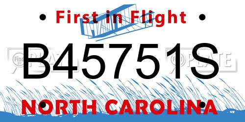 B45751S North Carolina License Plate