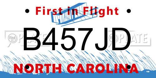B457JD North Carolina License Plate