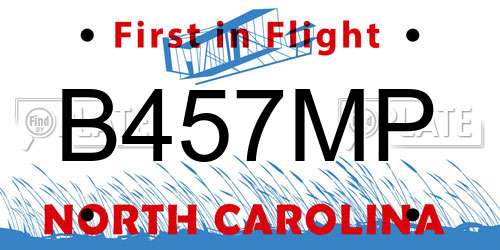 B457MP North Carolina License Plate