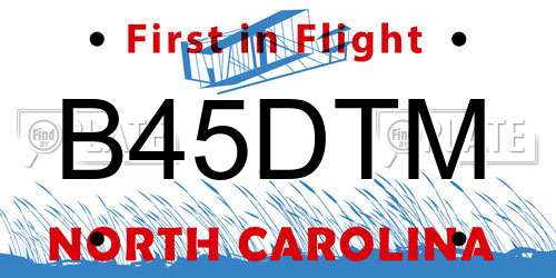 B45DTM North Carolina License Plate