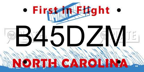 B45DZM North Carolina License Plate