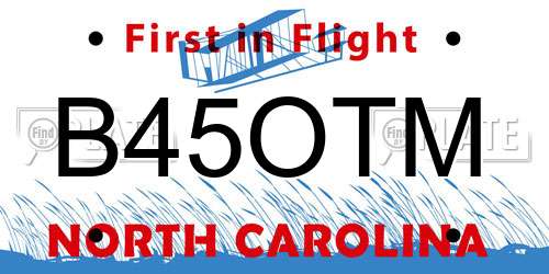 B45OTM North Carolina License Plate