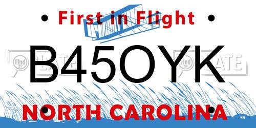 B45OYK North Carolina License Plate