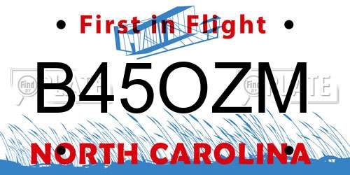 B45OZM North Carolina License Plate