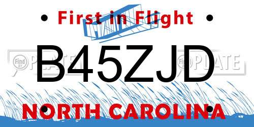 B45ZJD North Carolina License Plate