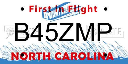 B45ZMP North Carolina License Plate