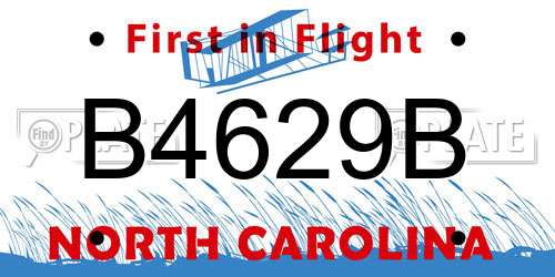 B4629B North Carolina License Plate