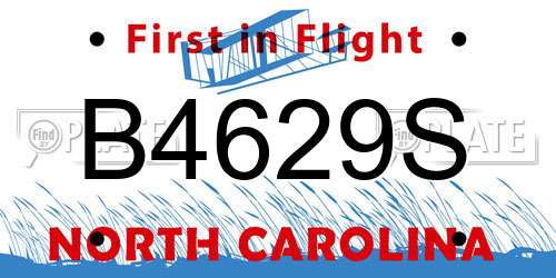 B4629S North Carolina License Plate