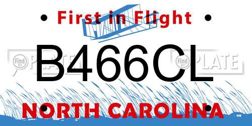 B466CL North Carolina License Plate