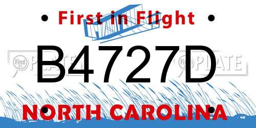 B4727D North Carolina License Plate