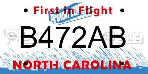 B472AB North Carolina License Plate