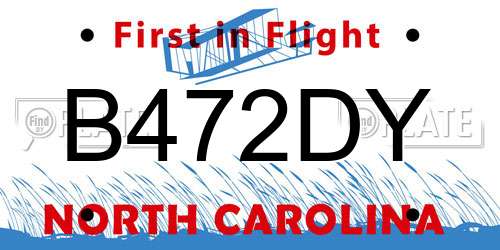 B472DY North Carolina License Plate