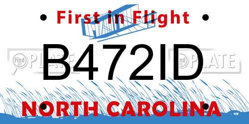 B472ID North Carolina License Plate