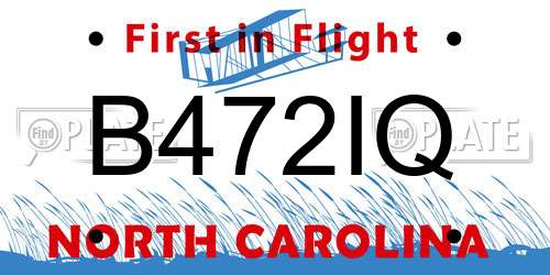 B472IQ North Carolina License Plate