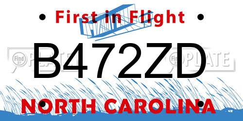 B472ZD North Carolina License Plate