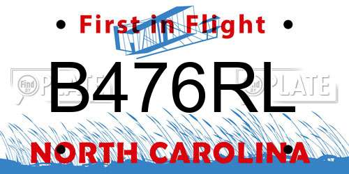 B476RL North Carolina License Plate