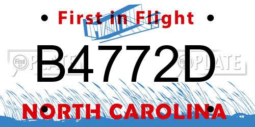 B4772D North Carolina License Plate
