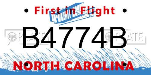 B4774B North Carolina License Plate