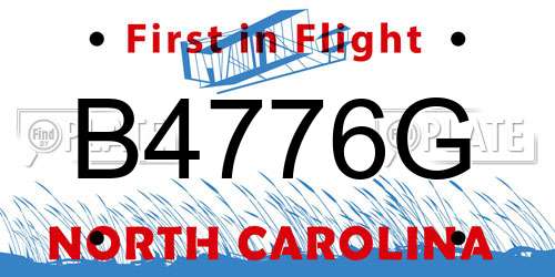 B4776G North Carolina License Plate