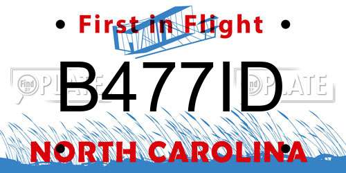 B477ID North Carolina License Plate