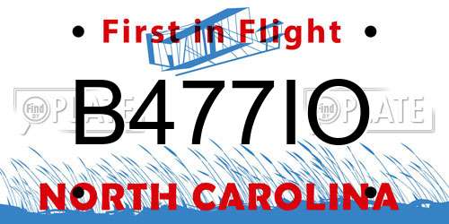 B477IO North Carolina License Plate