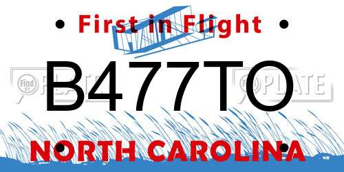 B477TO North Carolina License Plate