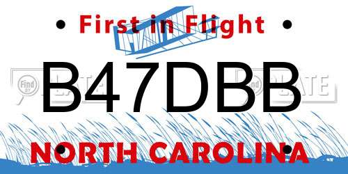 B47DBB North Carolina License Plate