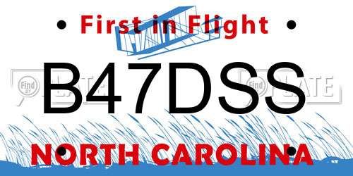 B47DSS North Carolina License Plate
