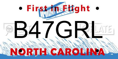 B47GRL North Carolina License Plate