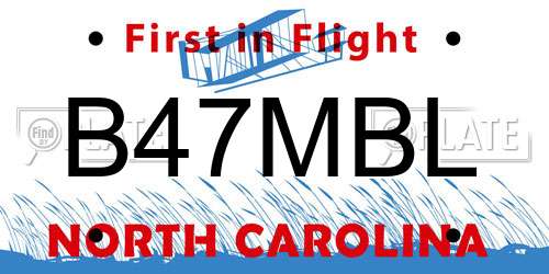 B47MBL North Carolina License Plate